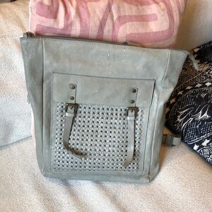 Genuine leather grey laptop backpack Nino Bossi